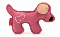 Leather Squeaky Pink Dog